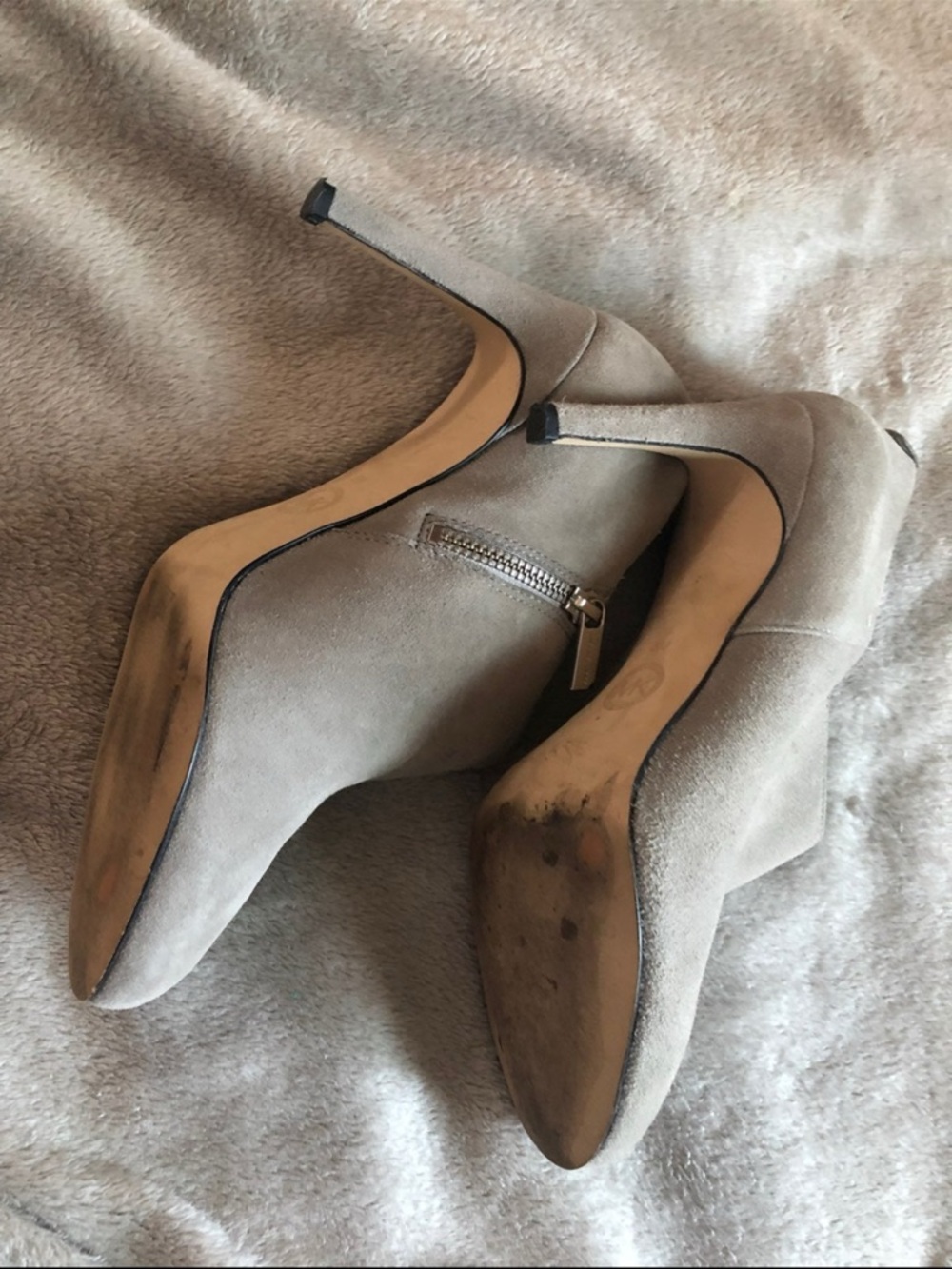 Michael Kors Taupe Suede High-Heel Ankle Booties - Picture 4 of 4